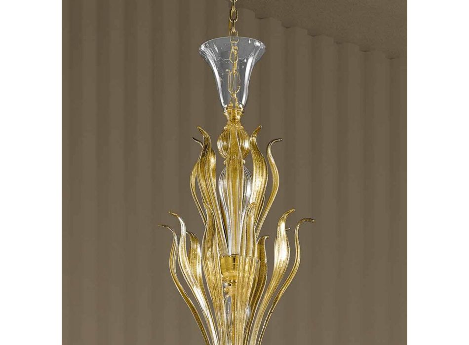 16 lys håndlavet lysekrone fra venetiansk glas, fremstillet i Italien - Agustina Viadurini