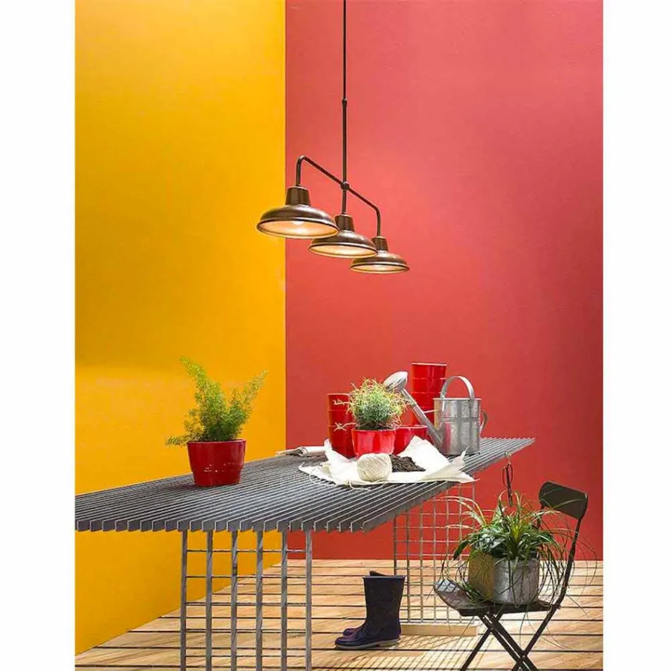 3 lysekrone i kobber og messing Vintage Design - Contrada af Il Fanale Viadurini