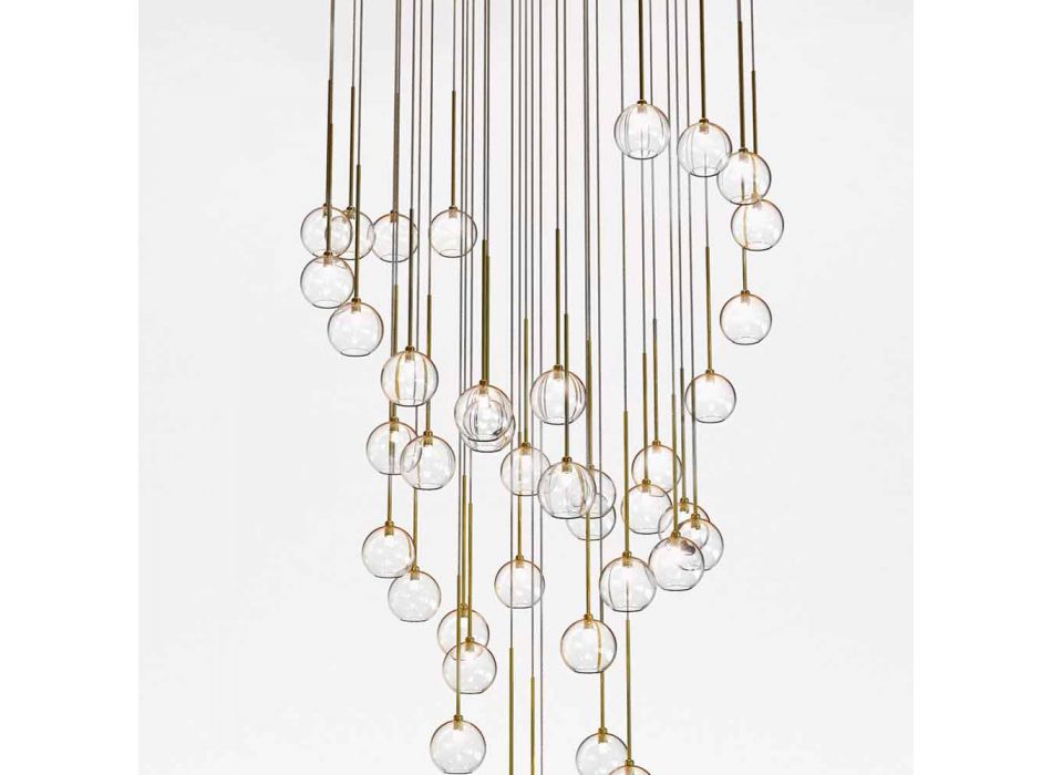 40 lysekrone i poleret messing og glas fremstillet i Italien, luksus - Selene