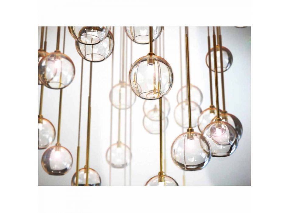 40 lysekrone i poleret messing og glas fremstillet i Italien, luksus - Selene Viadurini