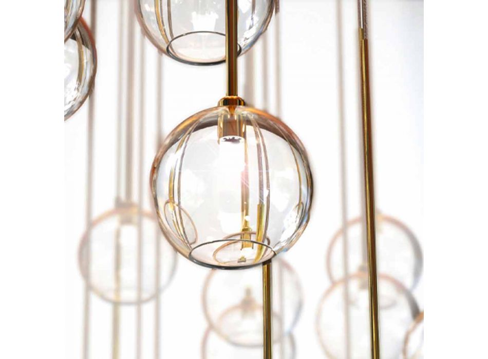 40 lysekrone i poleret messing og glas fremstillet i Italien, luksus - Selene Viadurini