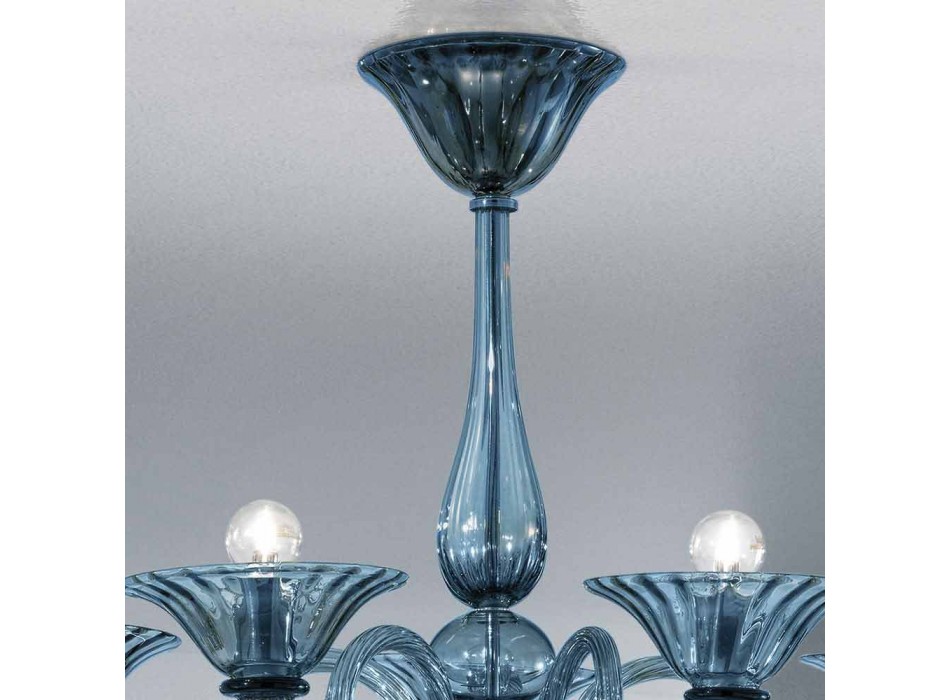 5 lys Artisan Glass Lysekrone fra Venedig, fremstillet i Italien - Margherita Viadurini