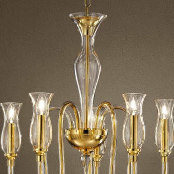 Lysekrone med 5 lys Håndlavet i Italien i venetiansk glas - Vittoria