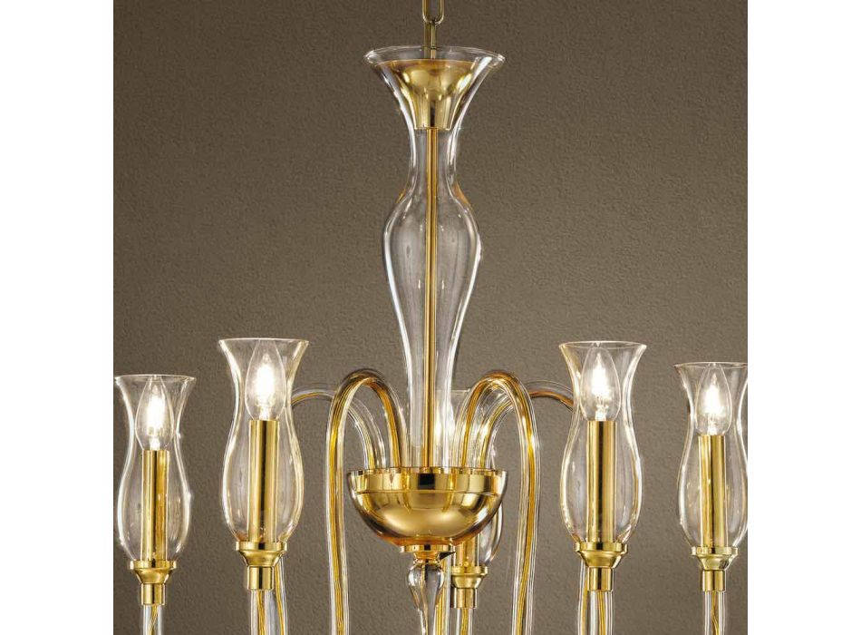 Lysekrone med 5 lys Håndlavet i Italien i venetiansk glas - Vittoria Viadurini