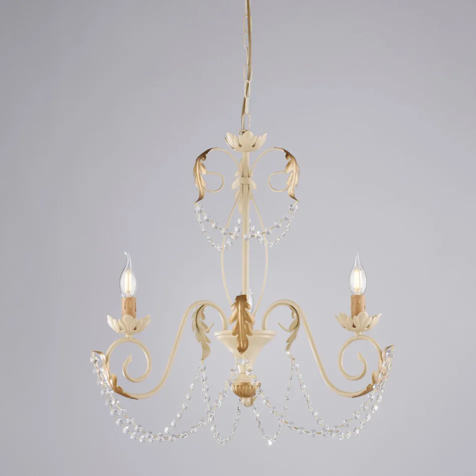 5-lys lysekrone i metal og krystal til dramatisk belysning – Perla Viadurini