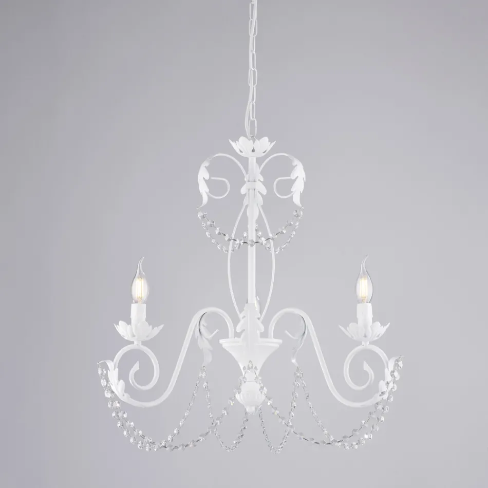 5-lys lysekrone i metal og krystal til dramatisk belysning – Perla Viadurini