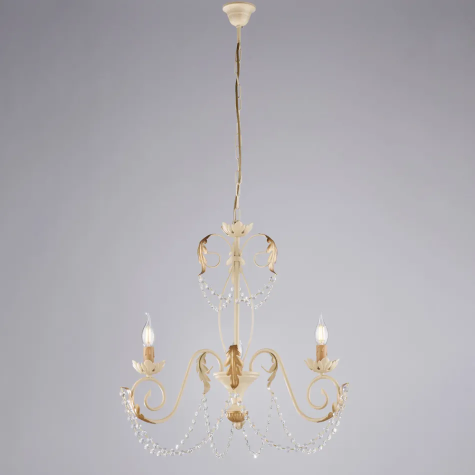 5-lys lysekrone i metal og krystal til dramatisk belysning – Perla Viadurini