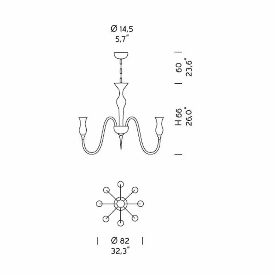 Artisan 8-Light lysekrone i røget venetiansk glas fremstillet i Italien - Vittoria Viadurini