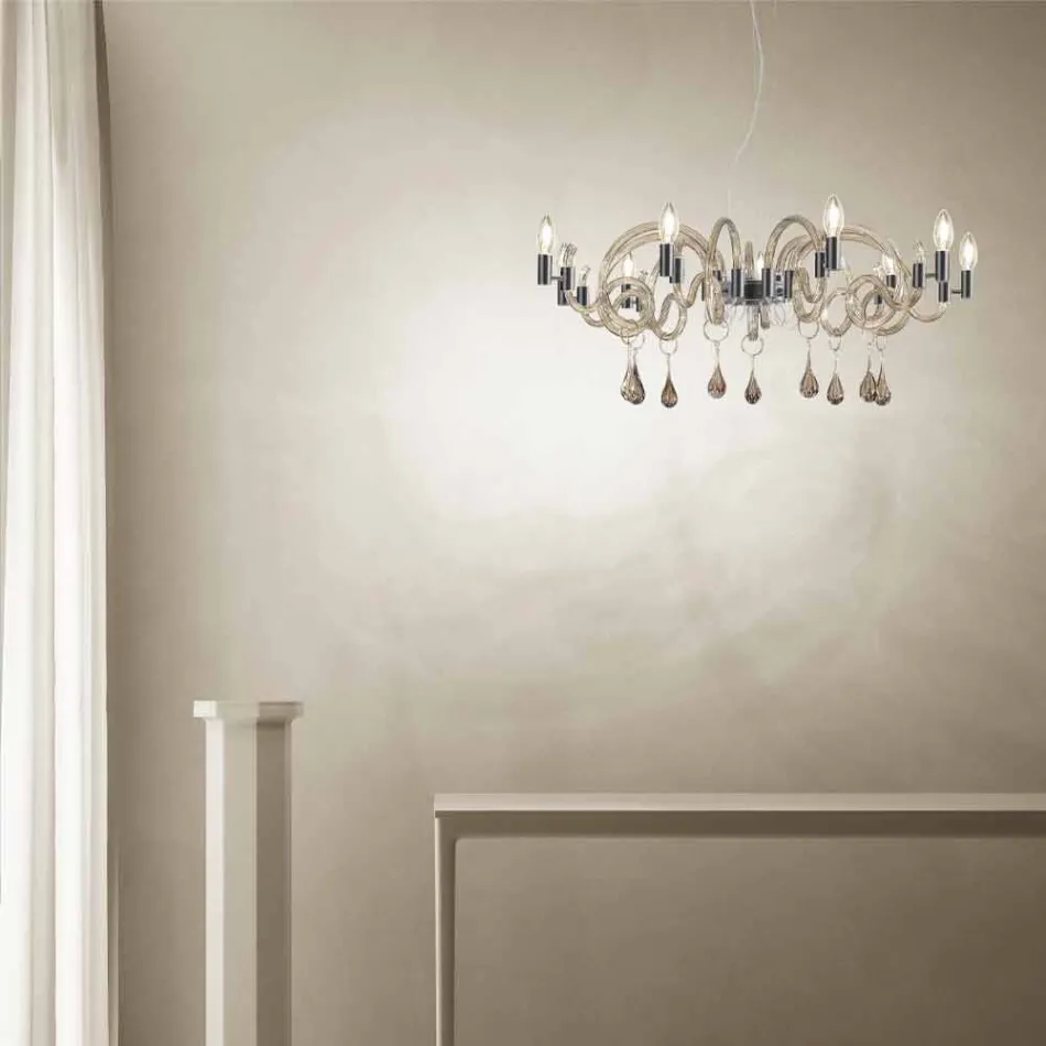 9 lys håndlavet lysekrone fra Venedig, lavet i Italien - Bernadette Viadurini