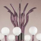 9 lys lysekrone fra venetiansk glas i ametyst, lavet i Italien - Antonietta Viadurini