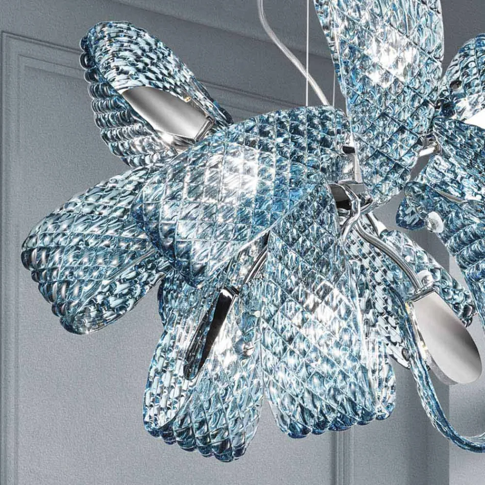 9 lys lysekrone fra venetiansk glas, håndlavet i Italien - Diamonique Viadurini