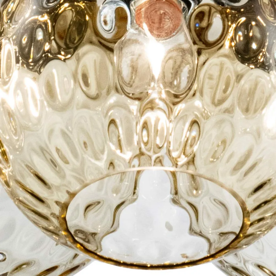 Tre-lys venetiansk lysekrone i blæst glas, lavet i Italien - Lucilla Viadurini