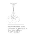Syv-lys lysekrone i poleret eller satineret glas fremstillet i Italien - Althea Viadurini