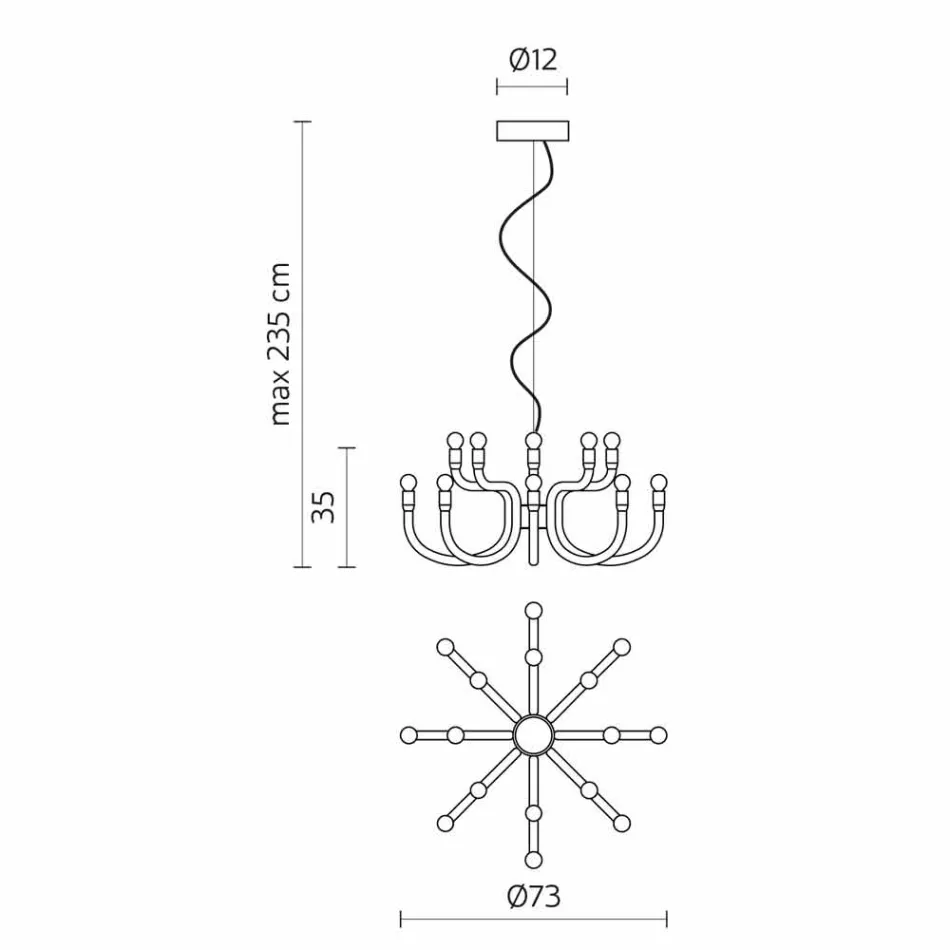 Suspension Lysekrone med 16 eller 32 lys i hvid eller sort aluminium - Alviso Viadurini
