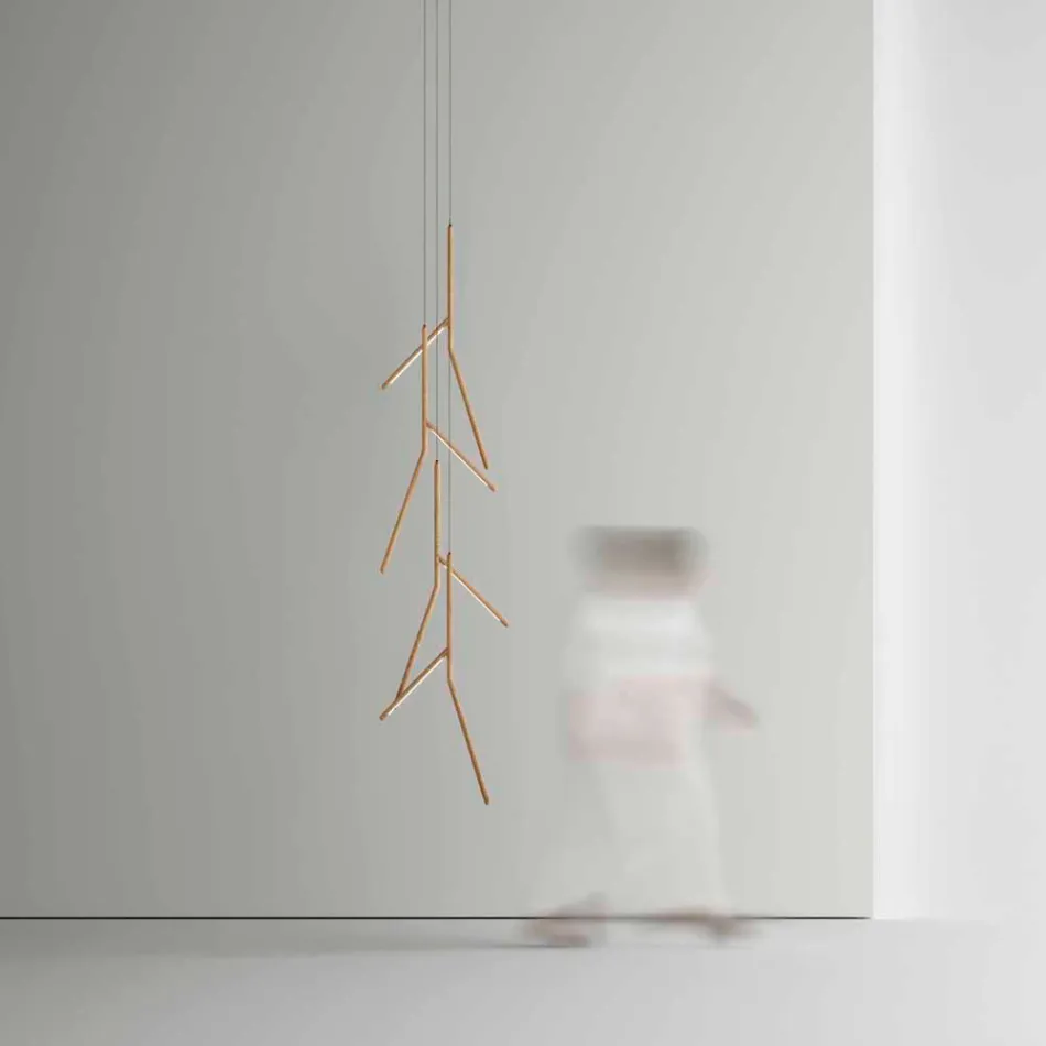 Suspension lysekrone med unik træroset lavet i Italien - Orlov Viadurini