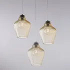 Alnitak pendellampe i sort glas og metal med 3 lys Viadurini