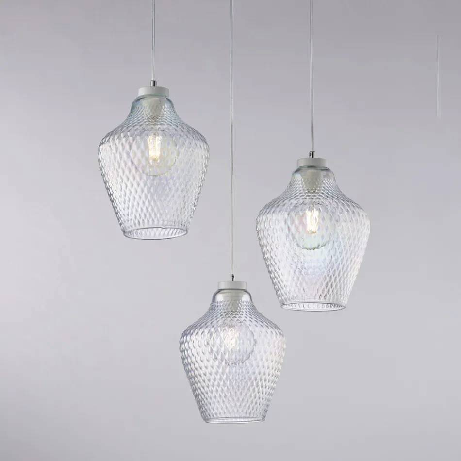 Alnitak pendellampe i sort glas og metal med 3 lys Viadurini