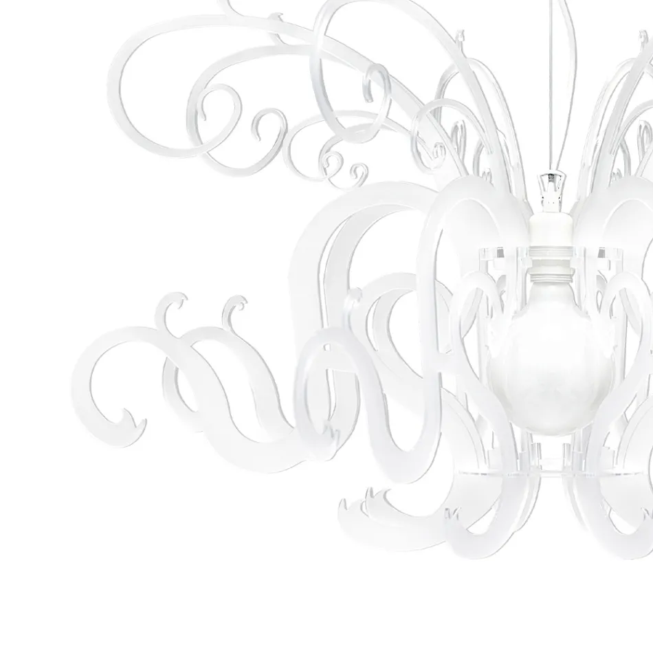 Suspension lysekrone i hvidt plexiglas genanvendeligt design - Sancho Viadurini