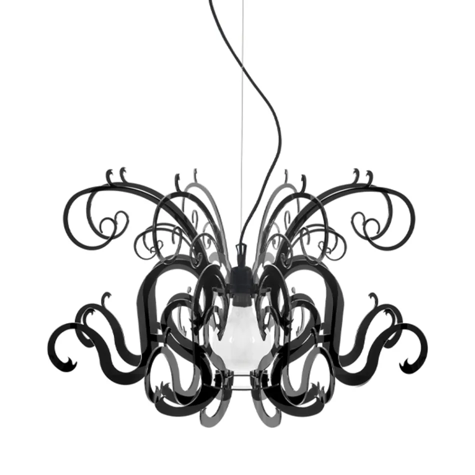 Suspension Lysekrone i genanvendeligt hvidt eller sort plexiglas - Sancho Viadurini