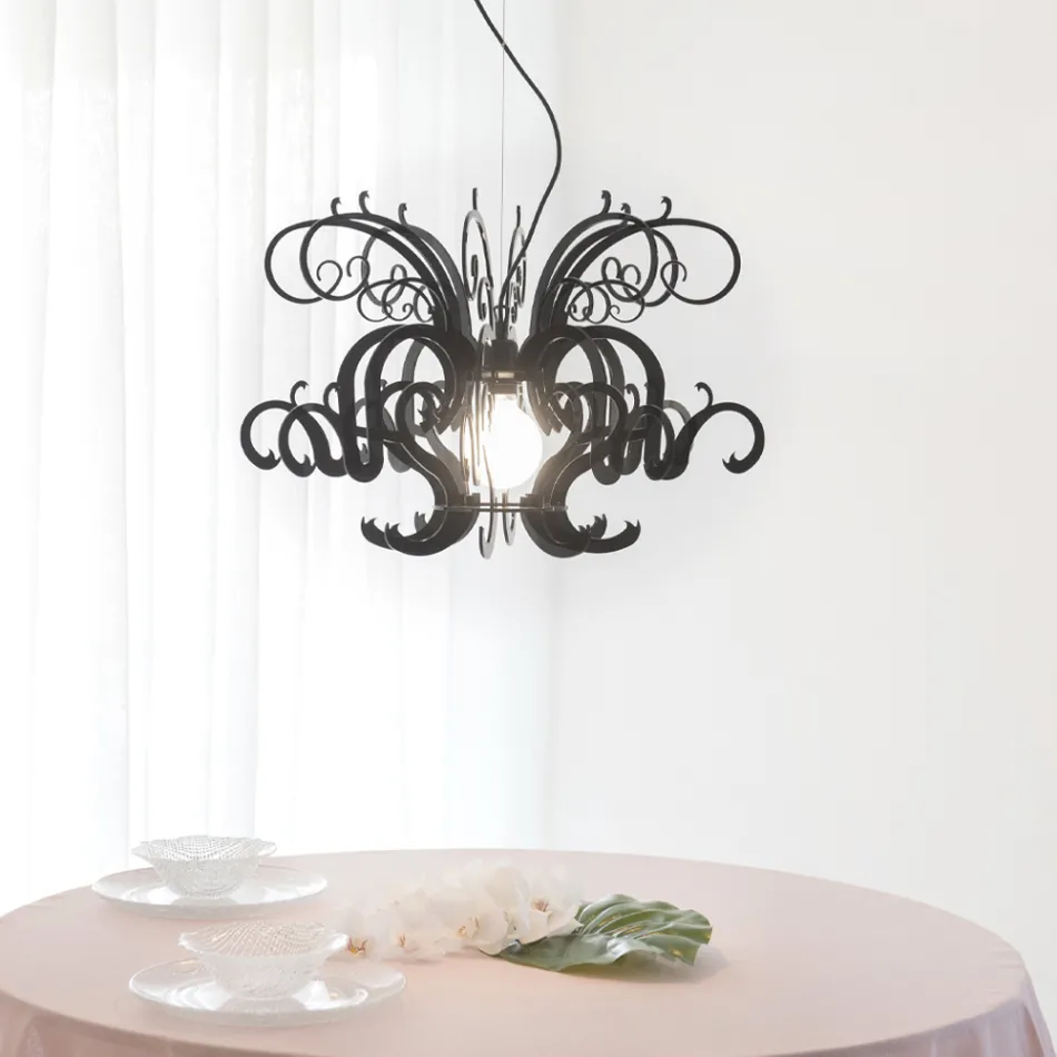 Suspension Lysekrone i genanvendeligt hvidt eller sort plexiglas - Sancho Viadurini