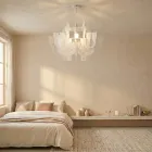 Satinhvid plexiglas pendellampe fremstillet i Italien - Gea Viadurini