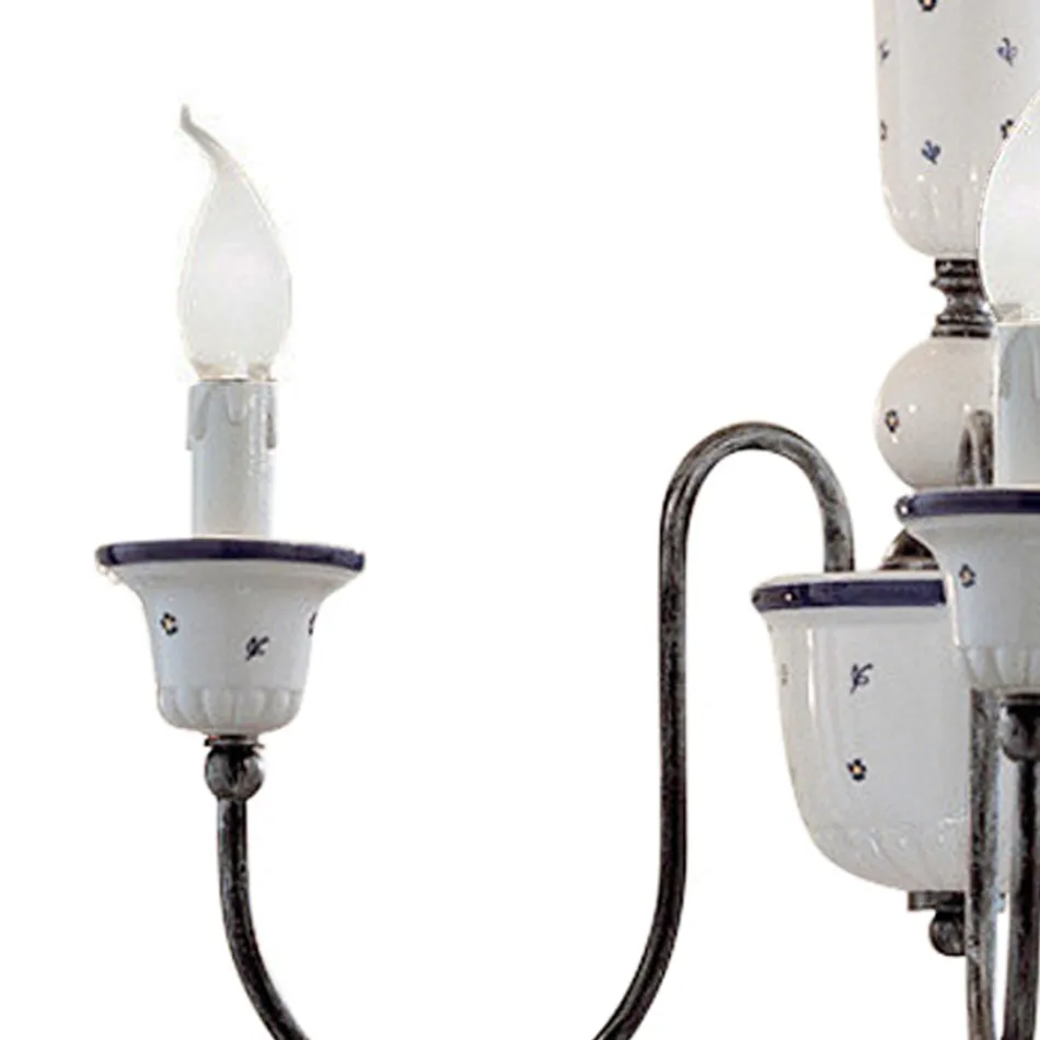 Håndlavet keramik og antik messing lysekrone - Sanremo Viadurini