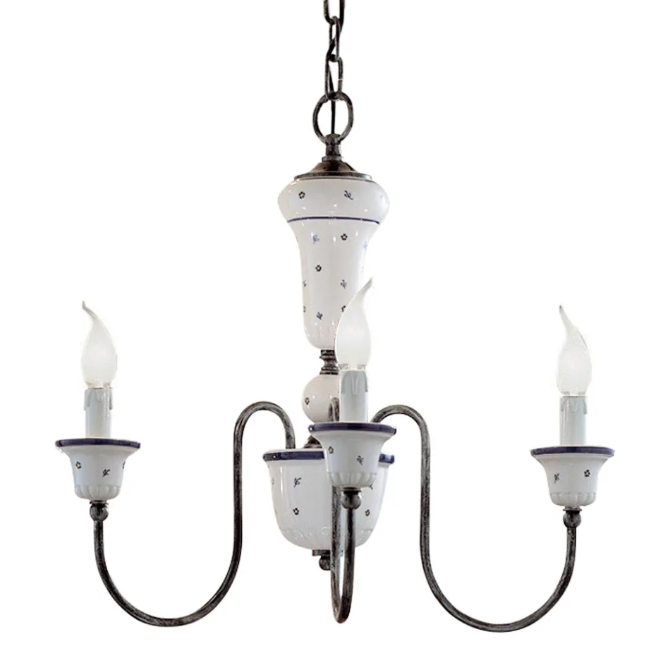 Håndlavet keramik og antik messing lysekrone - Sanremo Viadurini