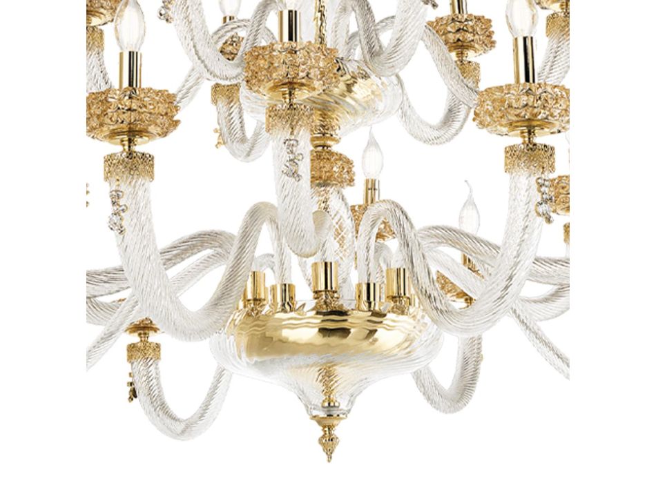 Klassisk lysekrone 18 lys i italiensk luksus håndlavet glas - saltvand Viadurini