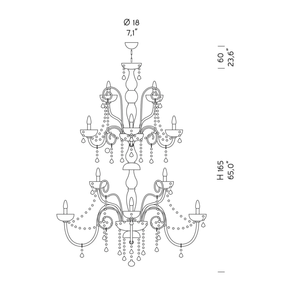 Klassisk lysekrone 36 lys i Venedig glas lavet i Italien - florentinsk Viadurini