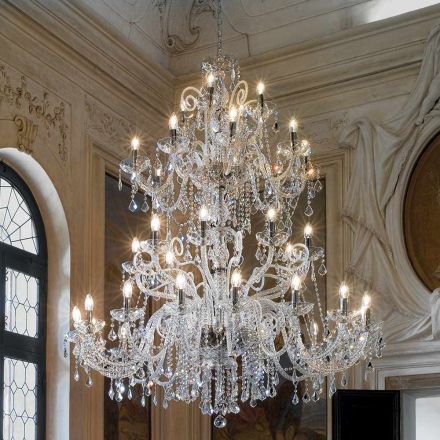 Klassisk lysekrone 36 lys i Venedig glas lavet i Italien - florentinsk Viadurini