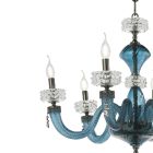 Klassisk 6 lys lysekrone i italiensk luksus håndlavet glas - saltvand Viadurini