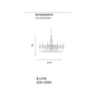 Luksus italiensk håndlavet lysekrone i glas 8 lys - Mindful Viadurini