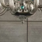 Klassisk 8-lys lysekrone i håndværksglas og krystaller - Magrena Viadurini