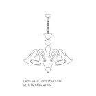 Klassisk håndværkslysekrone i blæst hvidt venetiansk glas - Elsa Viadurini