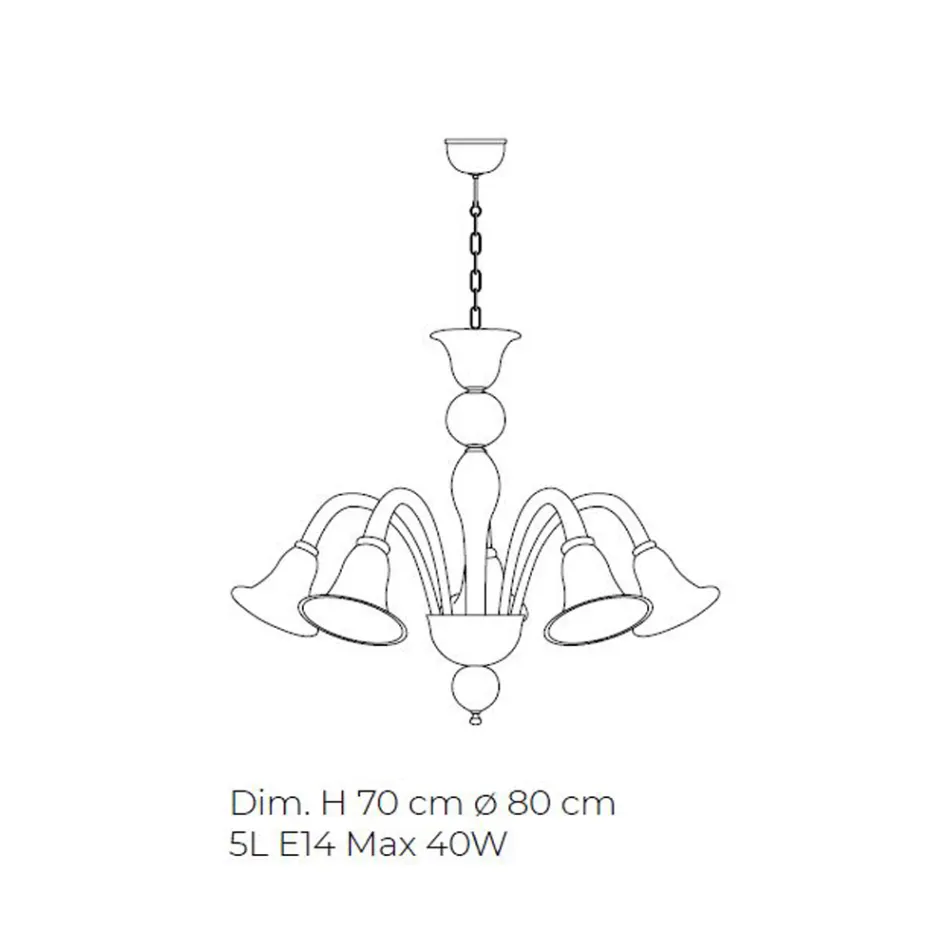Klassisk håndværkslysekrone i blæst hvidt venetiansk glas - Elsa Viadurini