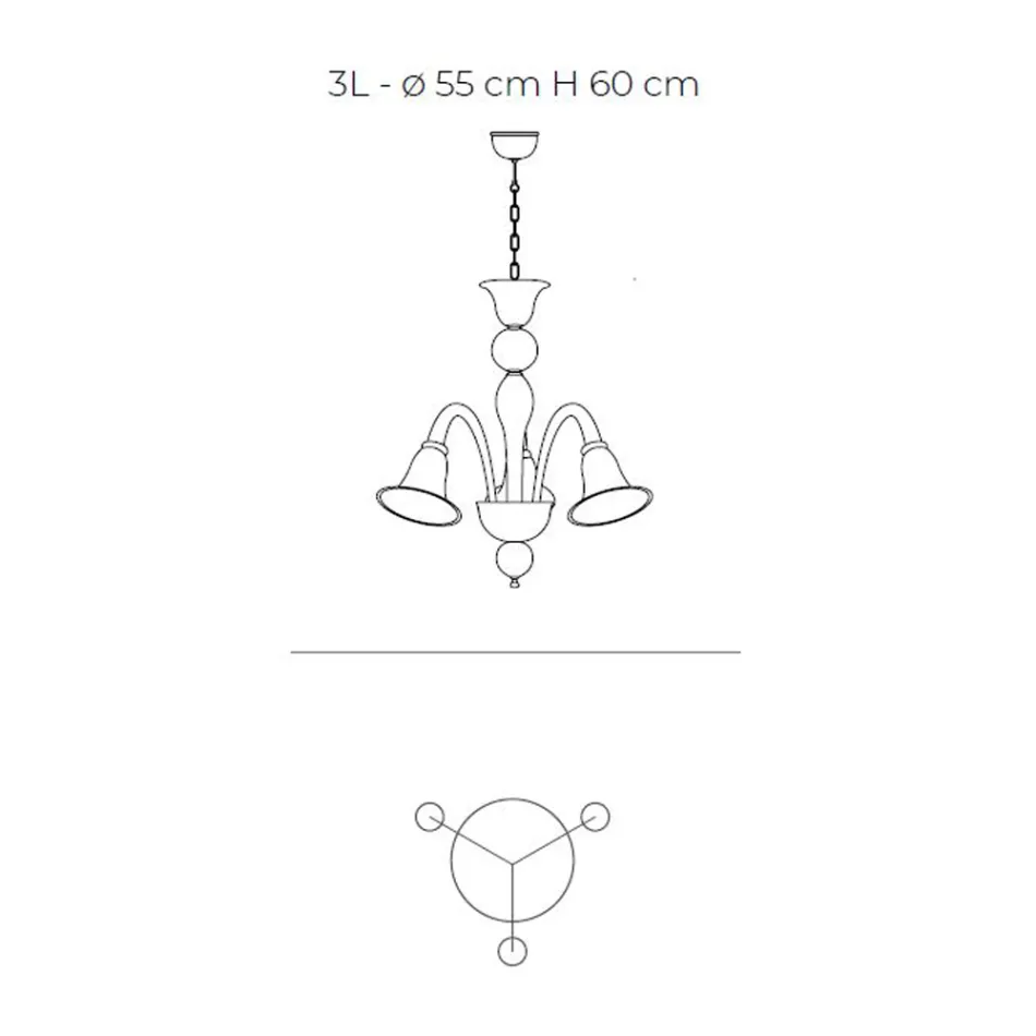 Klassisk håndværkslysekrone i blæst hvidt venetiansk glas - Elsa Viadurini