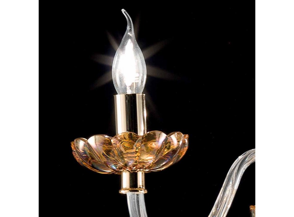 klassiske lysekrone i krystal og glas 3 lyser Belle, lavet i Italien Viadurini