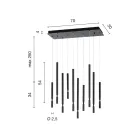 Lysekrone med 10 LED-lys i malet metal og justerbare kabler - Lærk Viadurini