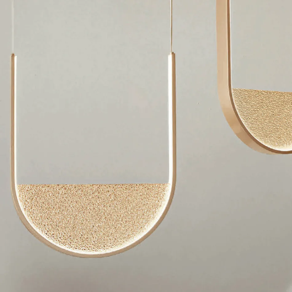 Lysekrone med 2 lysdioder med aftagelig indsats i granuleret glas - Catalpa Viadurini