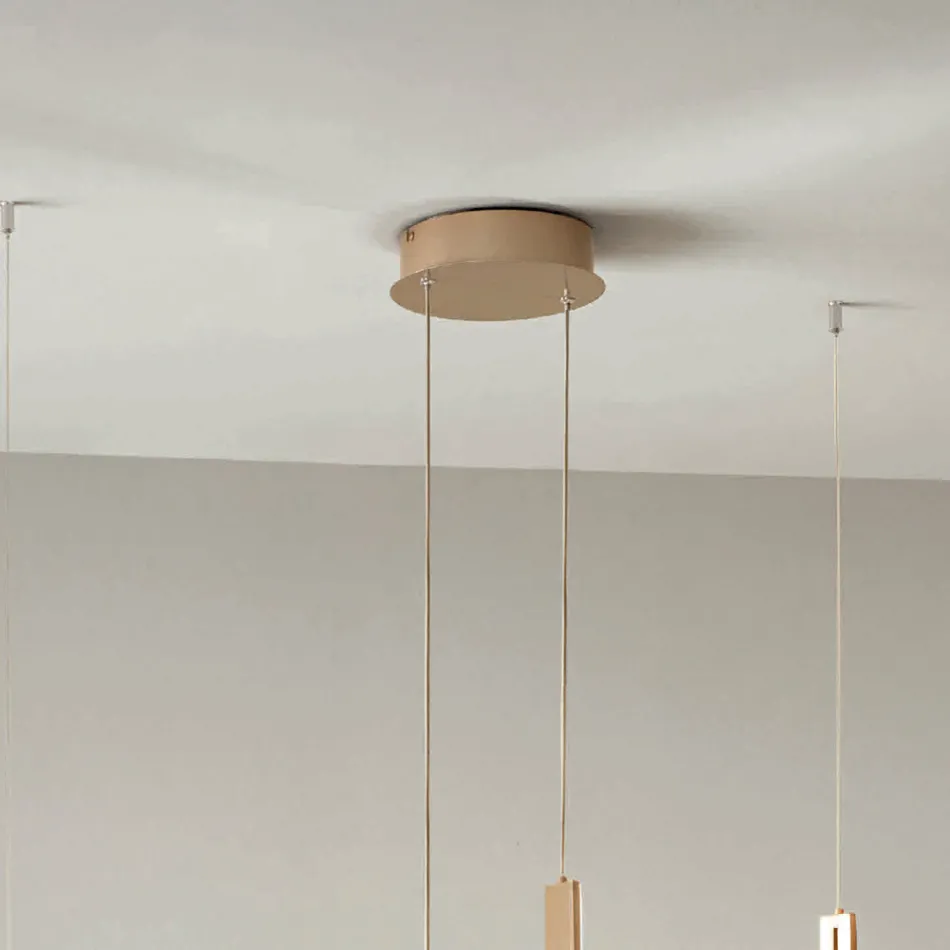 Lysekrone med 2 lysdioder med aftagelig indsats i granuleret glas - Catalpa Viadurini