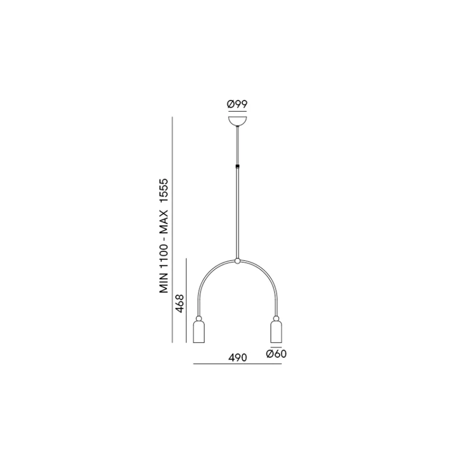 Lysekrone med 2 lys i forskellige finish Made in Italy - Lady Viadurini