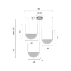 Lysekrone med 3 LED'er med aftagelig indsats i granuleret glas - Catalpa Viadurini