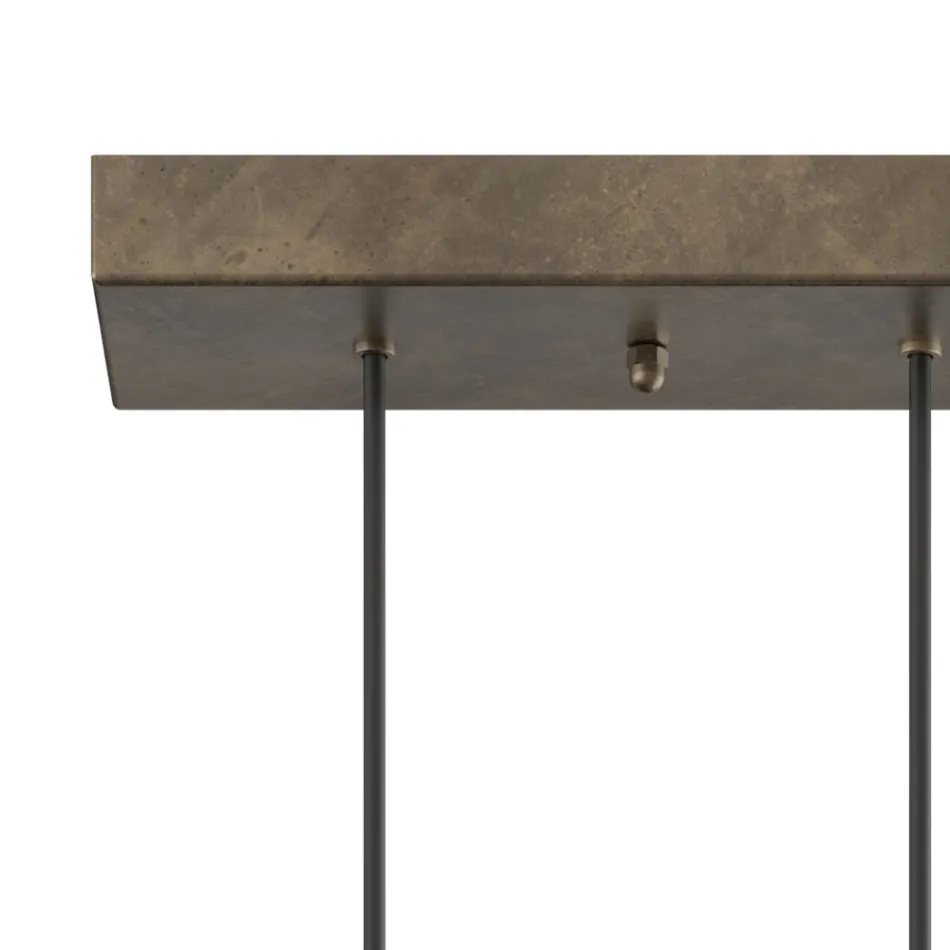 Lysekrone med 5 lys i jern og glas Made in Italy - Overskyet Viadurini