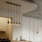 Lysekrone med 5 lys i jern og glas Made in Italy - Overskyet Viadurini