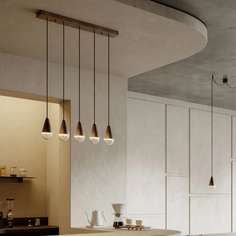 Lysekrone med 5 lys i jern og glas Made in Italy - Overskyet Viadurini