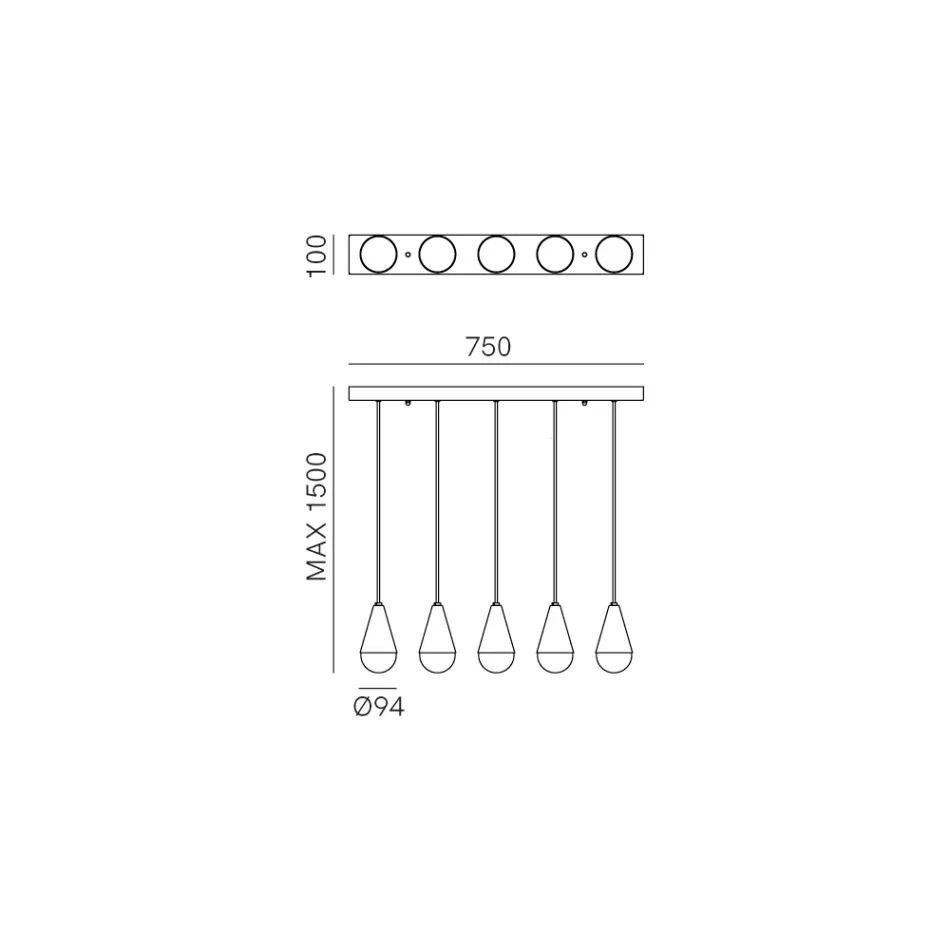 Lysekrone med 5 lys i jern og glas Made in Italy - Overskyet Viadurini