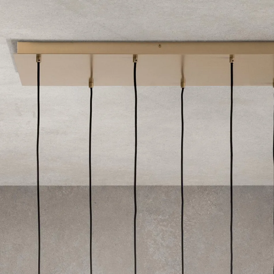 Lysekrone med 6 lys i blæst glas i form af en kugle lavet i Italien - Prilla Viadurini