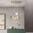 Lysekrone med 6 lys i blæst glas i form af en kugle lavet i Italien - Prilla Viadurini