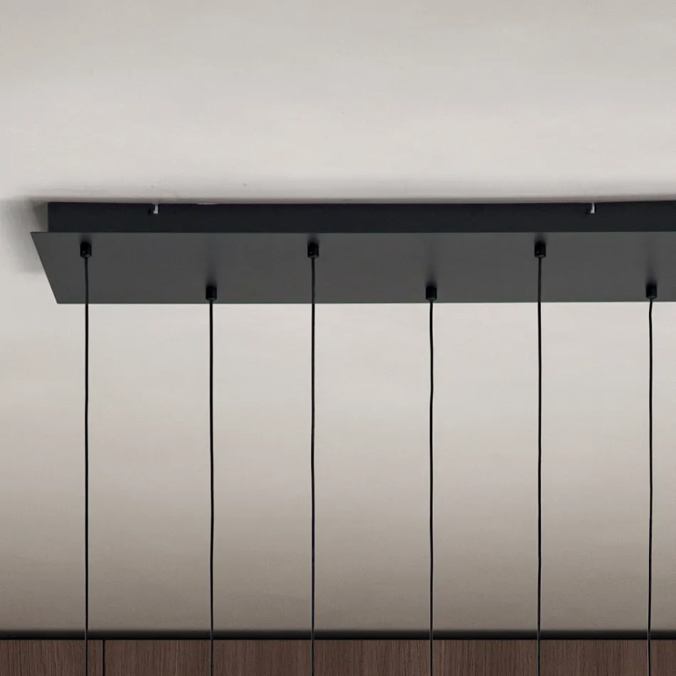 6 lys blæst glas lysekrone med balloton dekoration - fe Viadurini