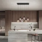 6 lys blæst glas lysekrone med balloton dekoration - fe Viadurini